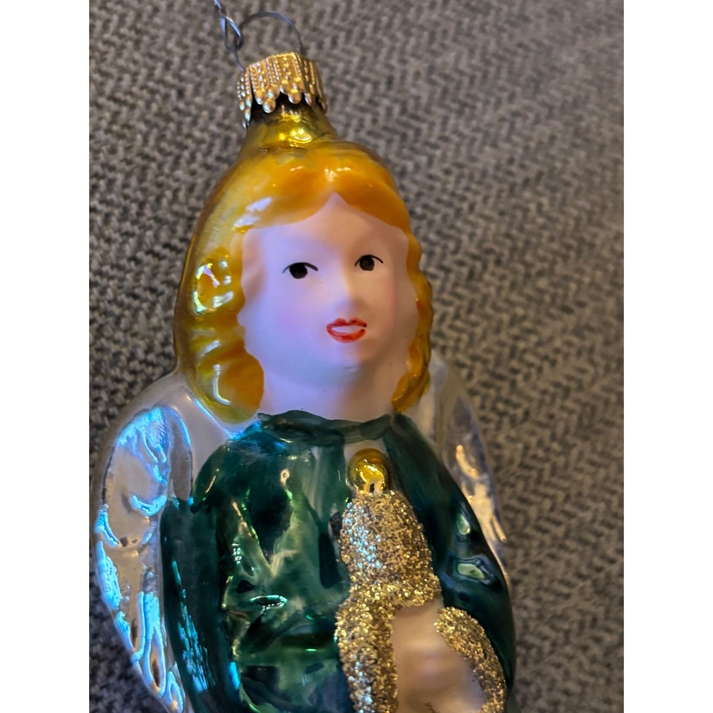 Christborn Hand Blown Glass Christmas Ornament Angel Candle Hand Painted Germany - Picture 2 of 8